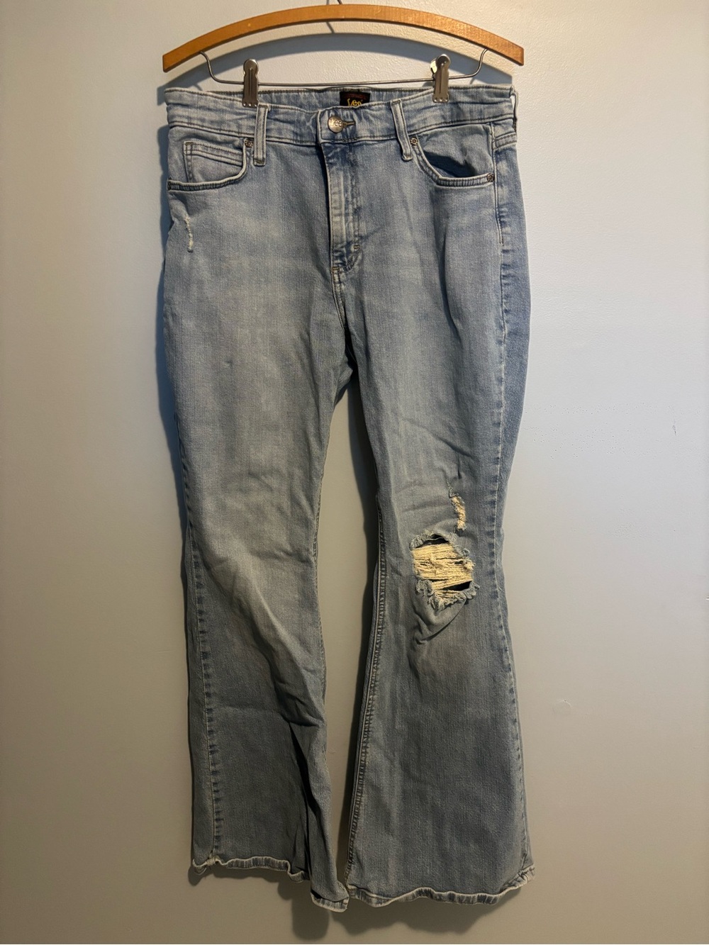 Lee Light Blue Distressed Flare Jeans